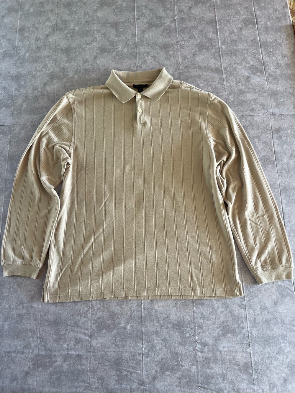 Van Heusen Long-Sleeve Polo in Light Beige